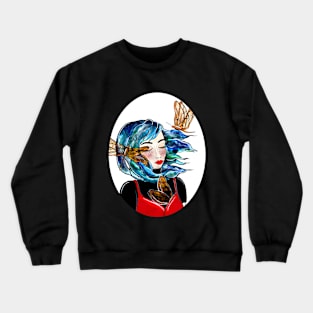 Watercolor Ocean Girl Crewneck Sweatshirt